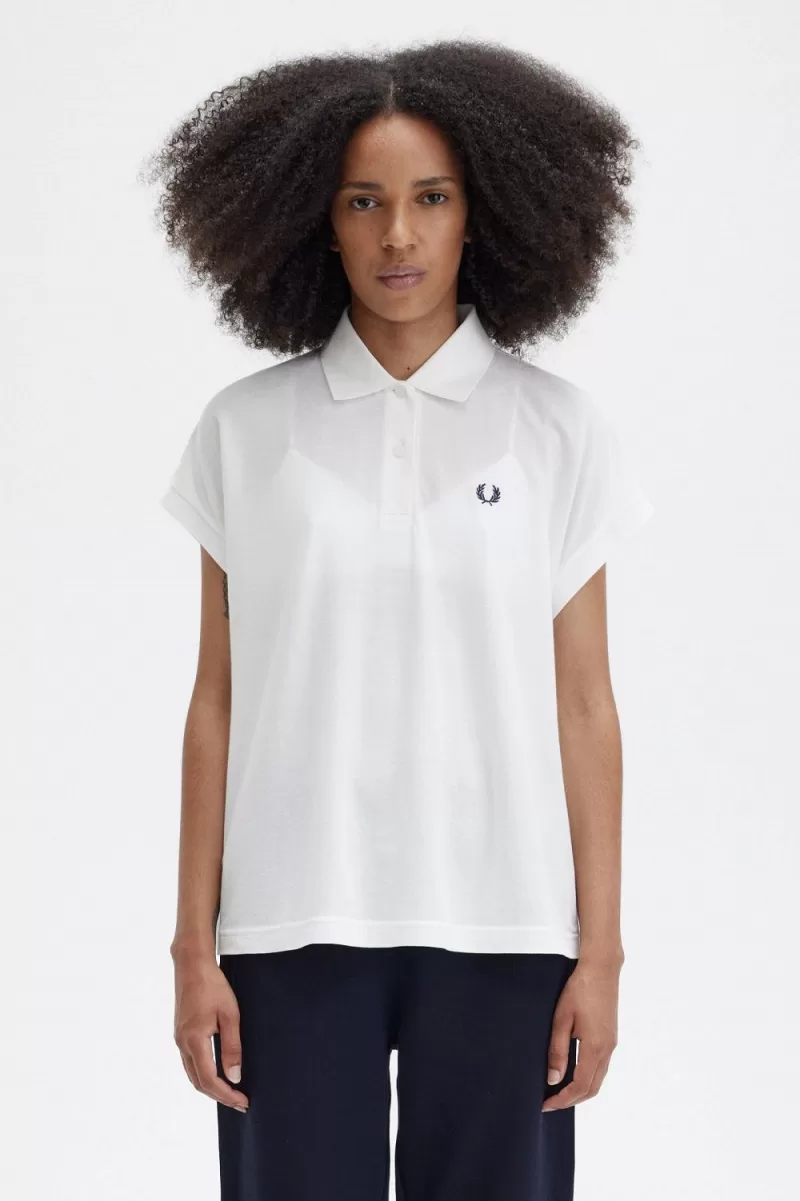 Fred Perry A-Line Piqué Women’s Polo Shirt Snow White JWBFG8506 Fred Perry A-Line Piqué Women’s Polo Shirt Snow White JWBFG8506