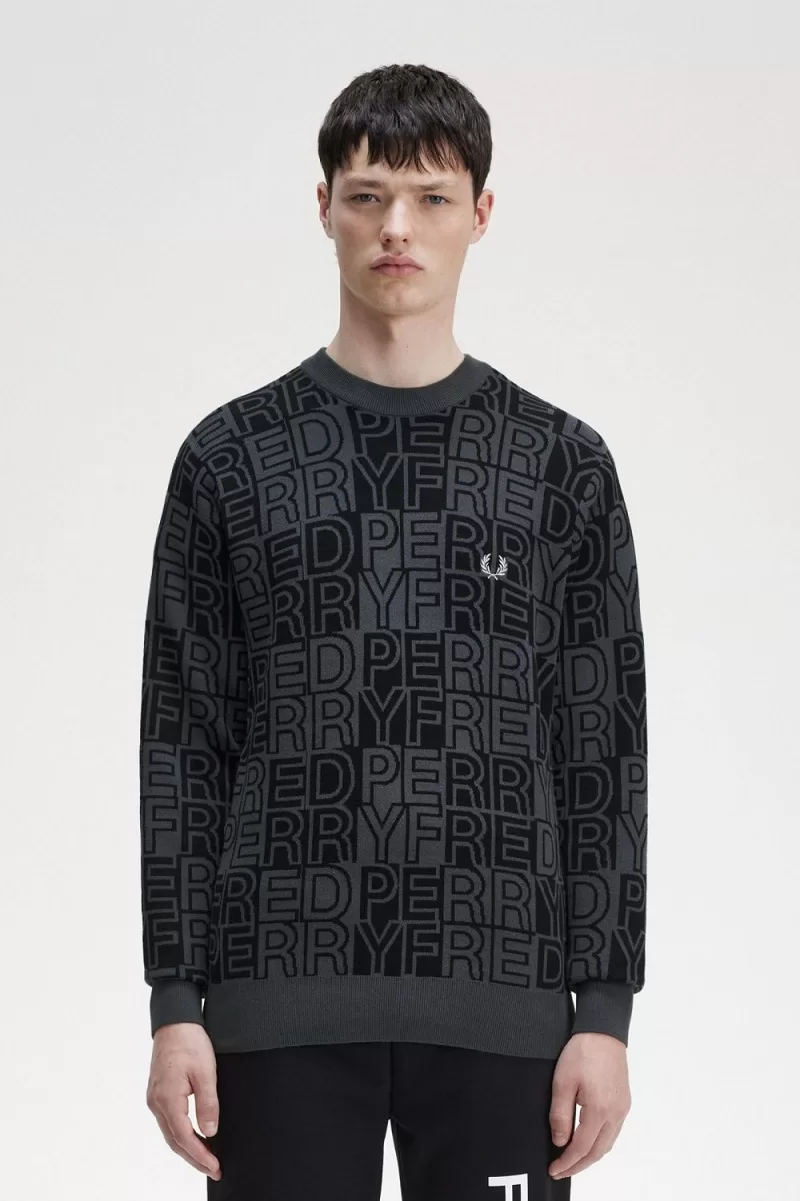 Fred Perry Block Graphic Men’s Jumper Gunmetal FBNIP5694 Fred Perry Block Graphic Men’s Jumper Gunmetal FBNIP5694