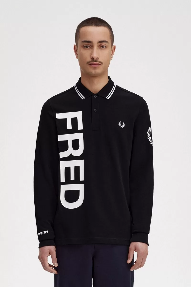 Fred Perry Bold Graphic Long Sleeve Men’s Shirt Black ESVDK8910 Fred Perry Bold Graphic Long Sleeve Men’s Shirt Black ESVDK8910