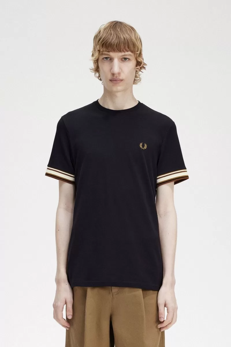 Fred Perry Bold Tipped Piqué Men’s T-Shirt Black UVYNL8512 Fred Perry Bold Tipped Piqué Men’s T-Shirt Black UVYNL8512