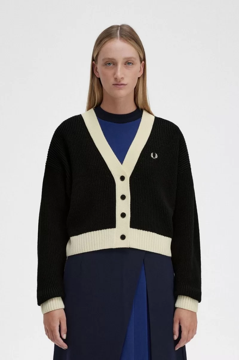 Fred Perry Button-Through Women’s Cardigan Black BRZFQ5390 Fred Perry Button-Through Women’s Cardigan Black BRZFQ5390