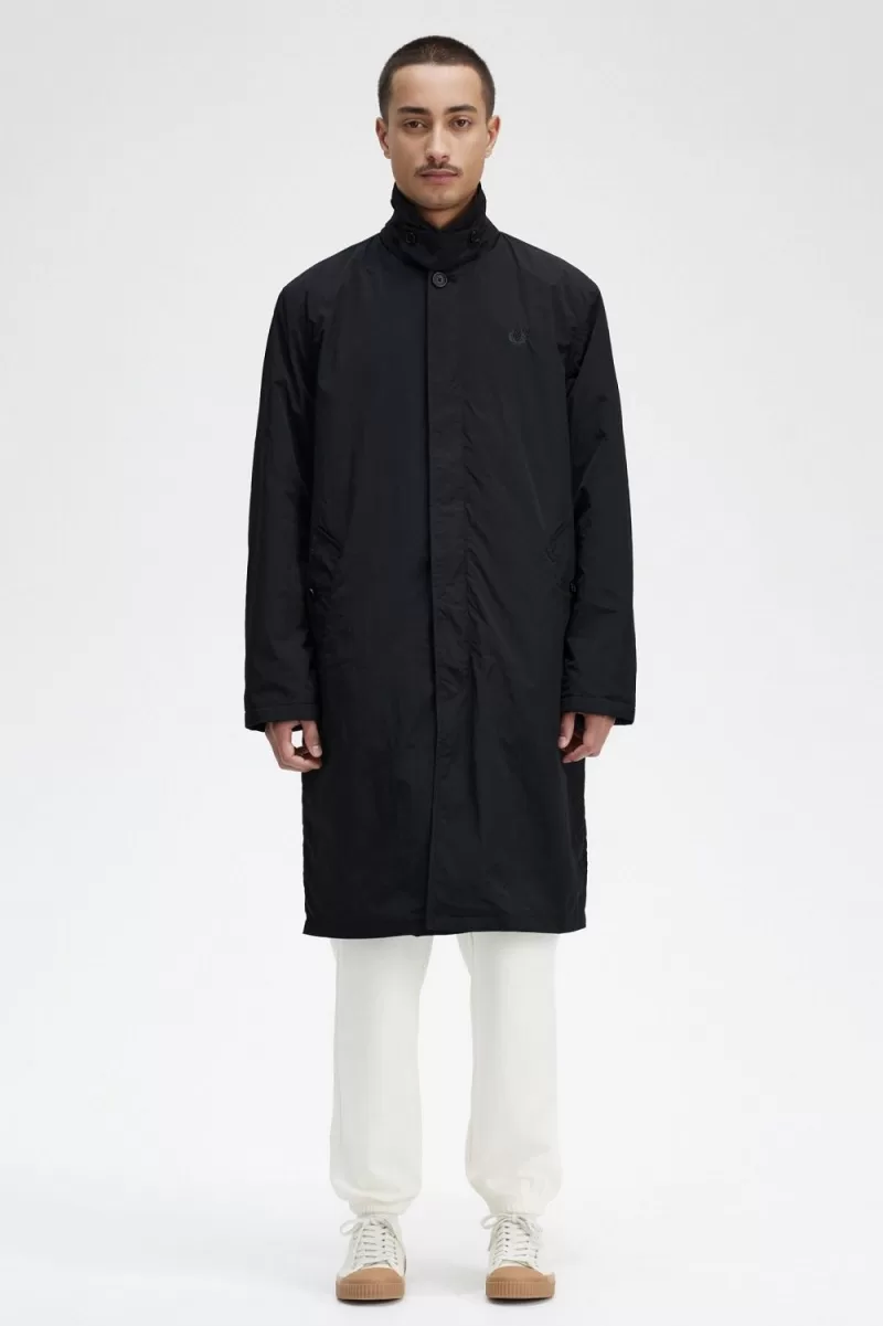 Fred Perry Button Through Mac Men’s Parka Black VNOIW9105 Fred Perry Button Through Mac Men’s Parka Black VNOIW9105