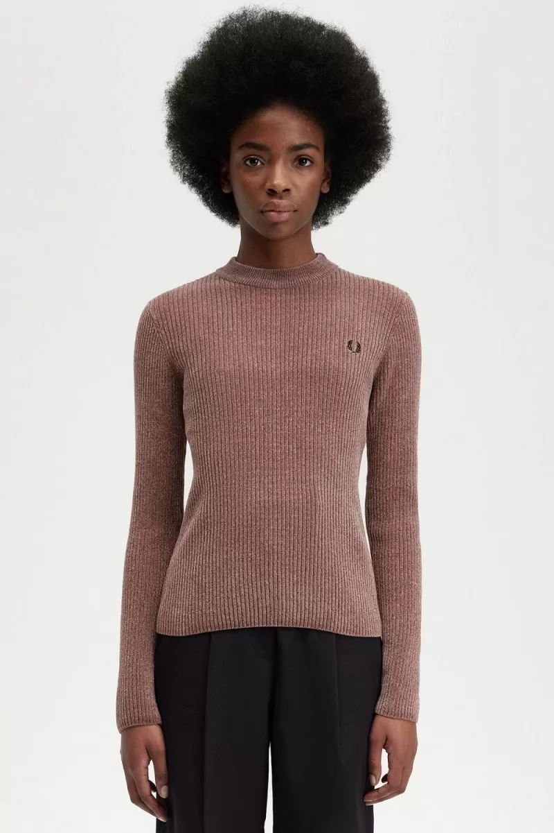 Fred Perry Chenille Rib Women’s Jumper Dark Pink HIZUF8692 Fred Perry Chenille Rib Women’s Jumper Dark Pink HIZUF8692