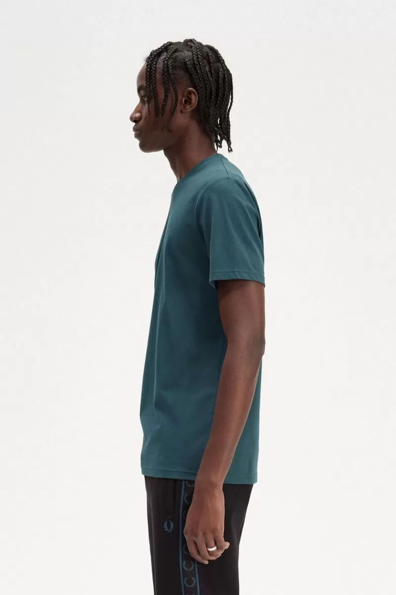 Fred Perry Circle Branding Mens TShirt P 327 1 ZOOM - Fred Perry Circle Branding Men's T-Shirt Petrol Blue NFEMC3485