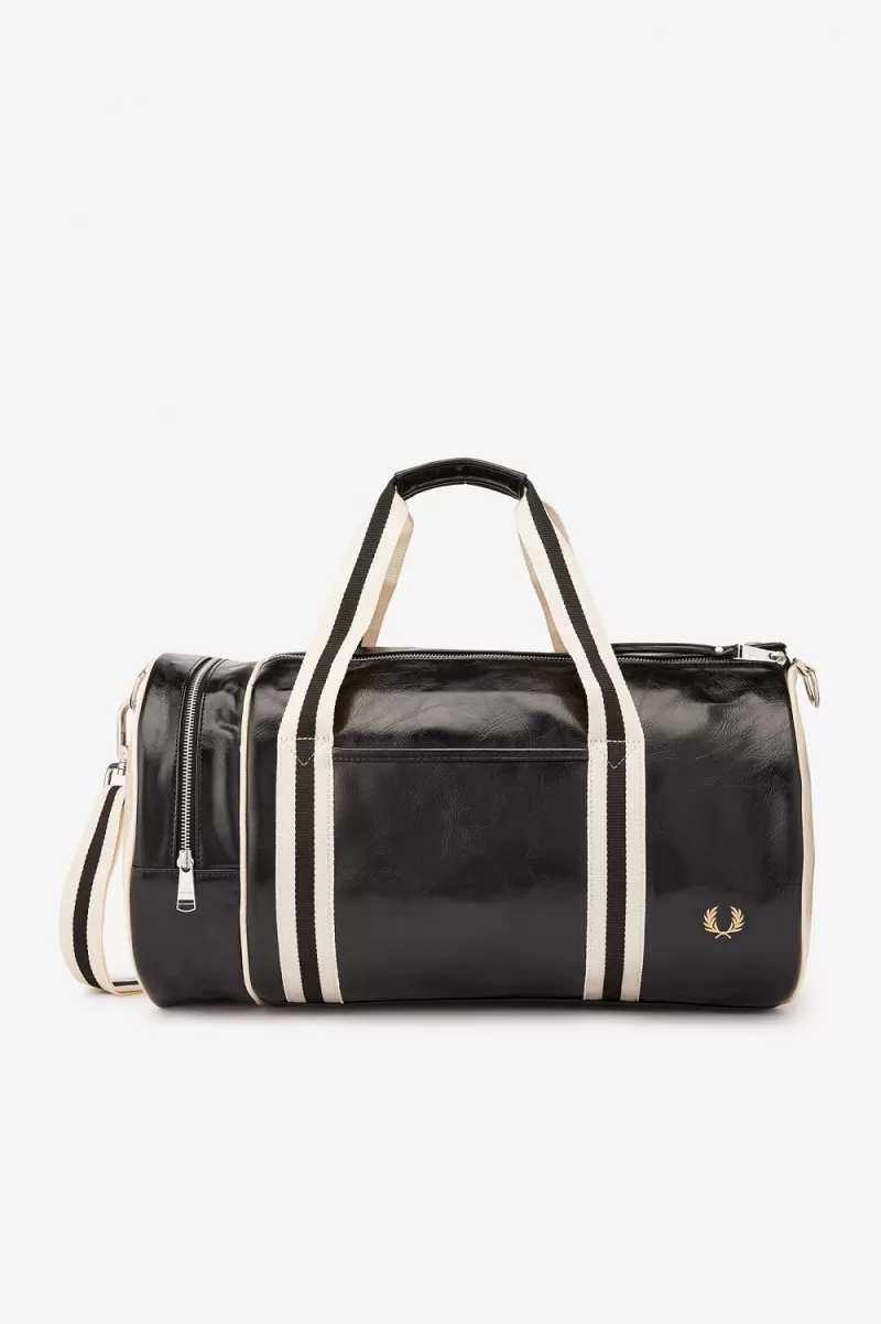 Fred Perry Classic Barrel Women’s Bags Black Beige BKFYU3647 Fred Perry Classic Barrel Women’s Bags Black Beige BKFYU3647