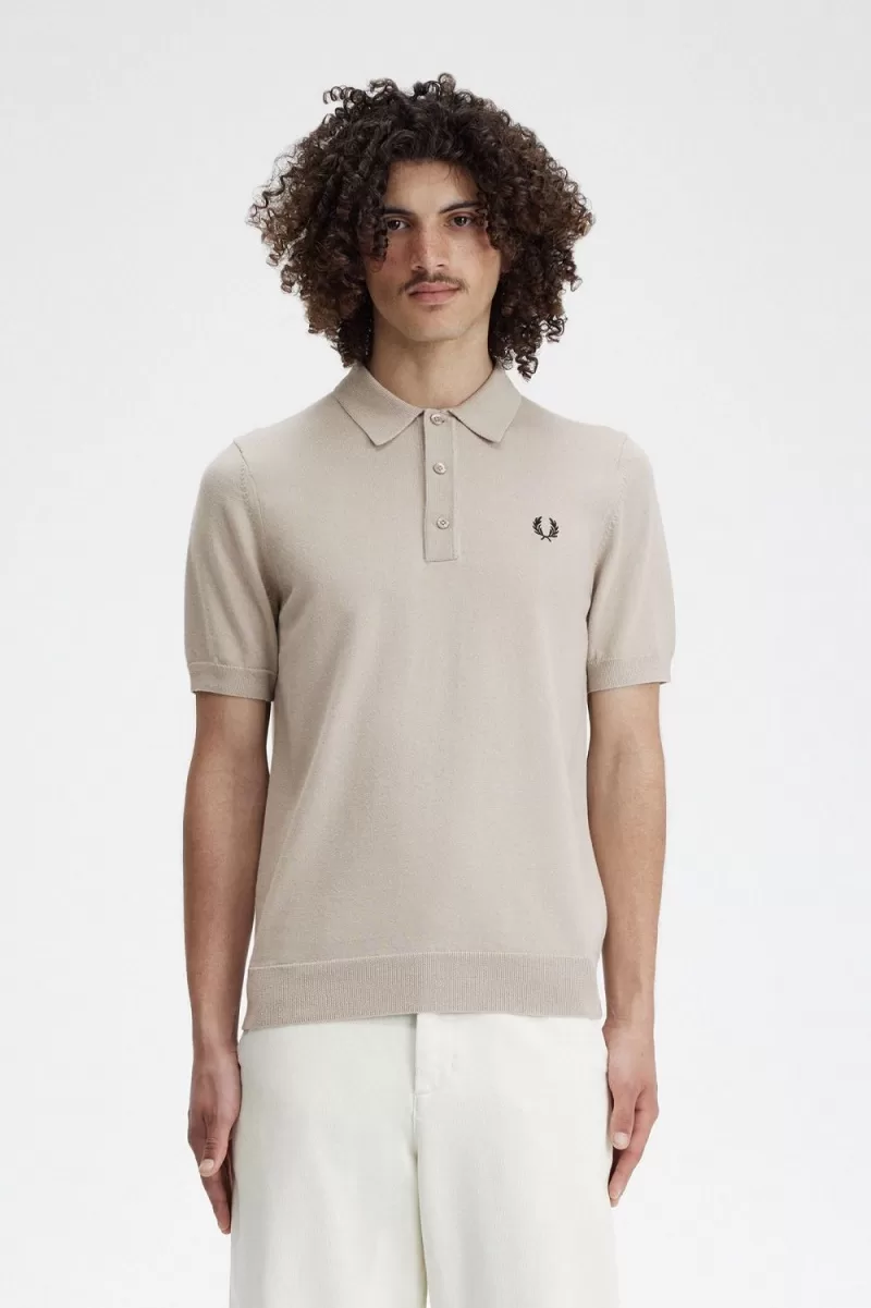 Fred Perry Classic Knitted Men’s Shirt Dark Oatmeal TVPWB1072 Fred Perry Classic Knitted Men’s Shirt Dark Oatmeal TVPWB1072