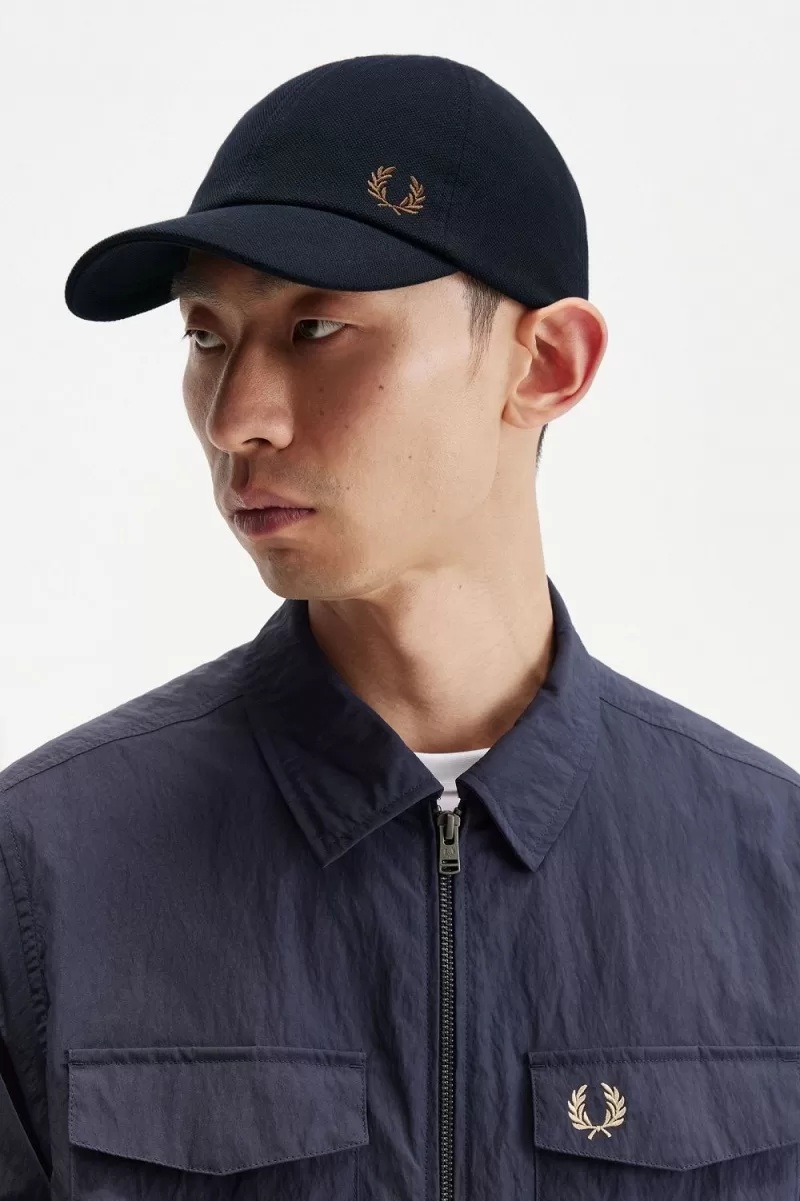 Fred Perry Classic Pique Men’s Caps Navy Brown JXLVC6152 Fred Perry Classic Pique Men’s Caps Navy Brown JXLVC6152
