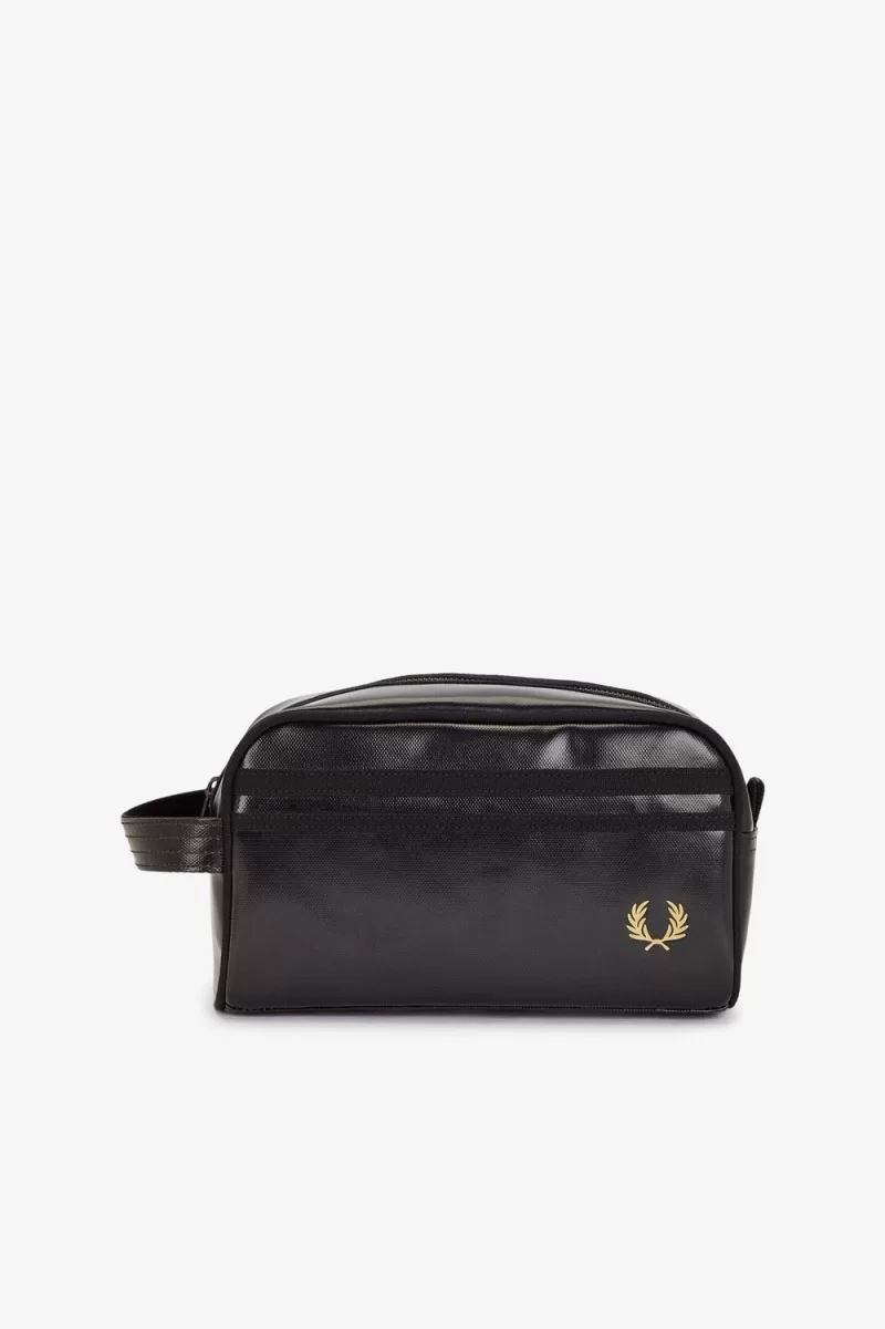 Fred Perry Coated Polyester Wash Men’s Bags Black Gold MWBRN0839 Fred Perry Coated Polyester Wash Men’s Bags Black Gold MWBRN0839