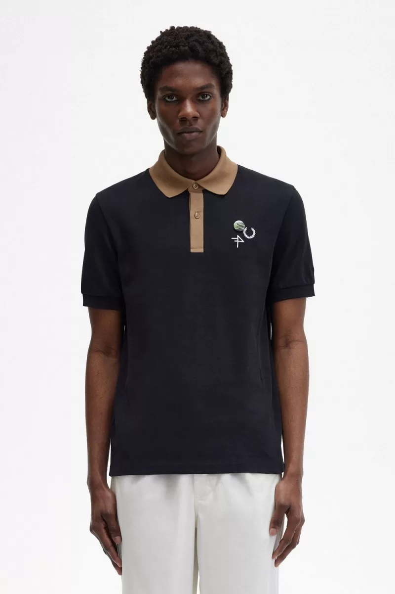 Fred Perry Contrast Collar Men’s Polo Shirt Black WTYRL1472 Fred Perry Contrast Collar Men’s Polo Shirt Black WTYRL1472