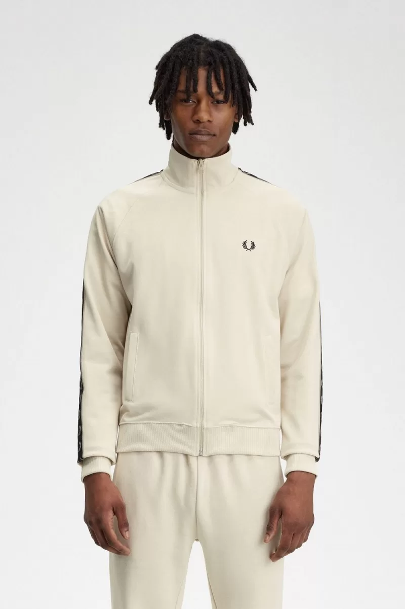 Fred Perry Contrast Tape Men’s Track Jackets Oatmeal Warm Grey IWYRF2508 Fred Perry Contrast Tape Men’s Track Jackets Oatmeal Warm Grey IWYRF2508
