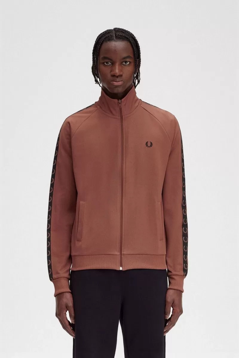 Fred Perry Contrast Tape Men’s Track Jackets Whisky Brown Black EROBY2648 Fred Perry Contrast Tape Men’s Track Jackets Whisky Brown Black EROBY2648