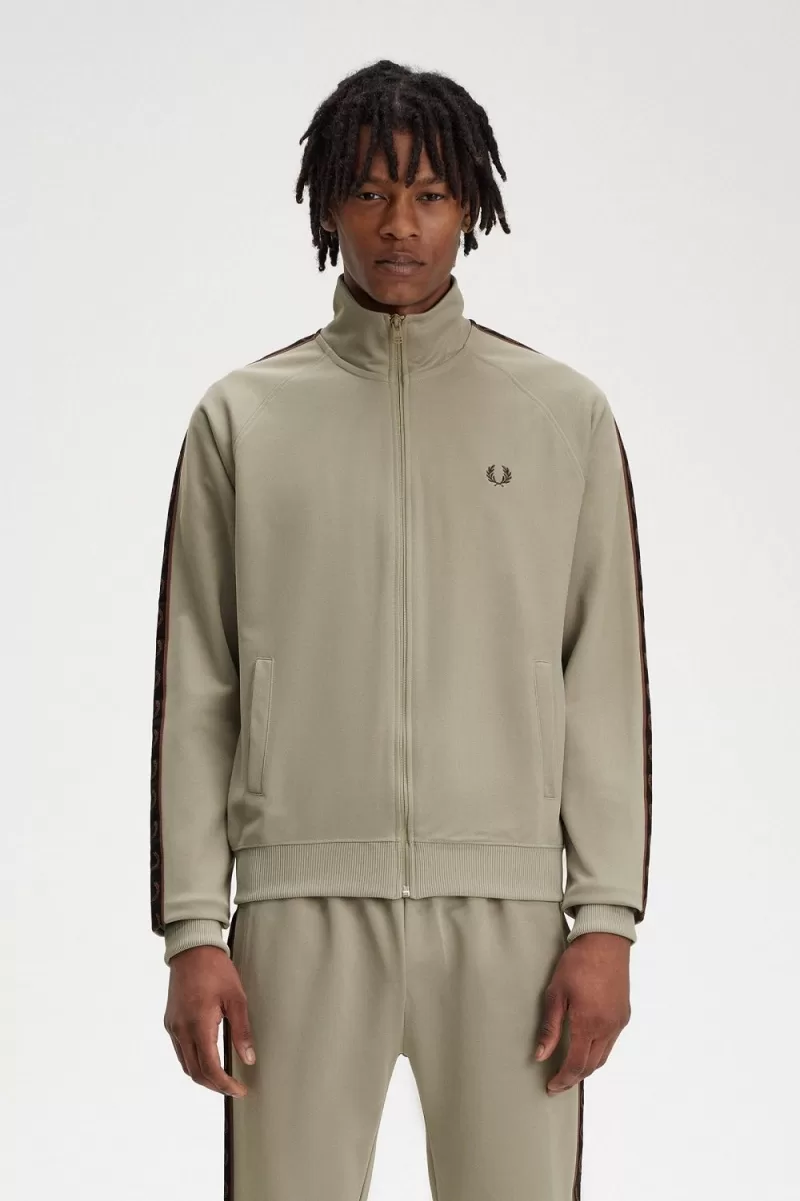Fred Perry Contrast Tape Men’s Track Jackets Warm Grey Dark Red KSRAT0179 Fred Perry Contrast Tape Men’s Track Jackets Warm Grey Dark Red KSRAT0179