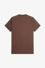 Fred Perry Contrast Tape Ringer Men’s T-Shirt Dark Red Warm Grey YJOEB7359