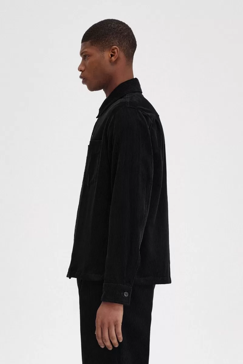 Fred Perry Cord Men’s Shirt Black ZLURK1798
