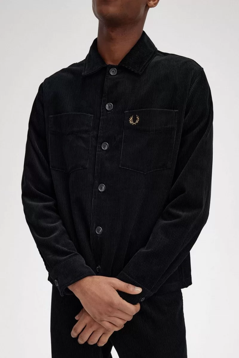 Fred Perry Cord Men’s Shirt Black ZLURK1798