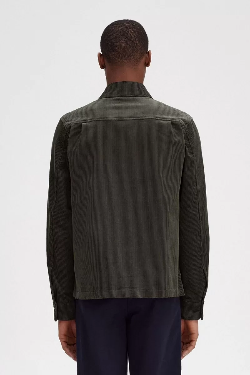 Fred Perry Cord Men’s Shirt Field Green UZNFW8130