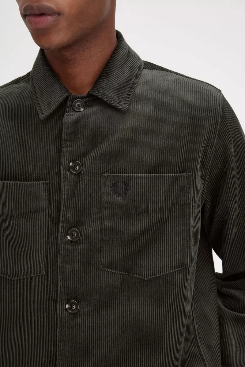 Fred Perry Cord Men’s Shirt Field Green UZNFW8130