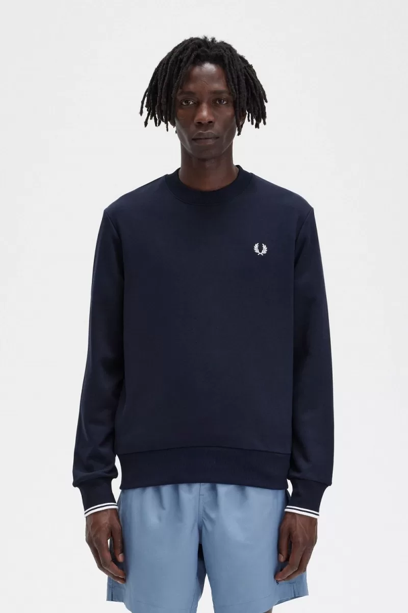 Fred Perry Crew Neck Men’s Sweatshirts Navy NXGDY1497 Fred Perry Crew Neck Men’s Sweatshirts Navy NXGDY1497