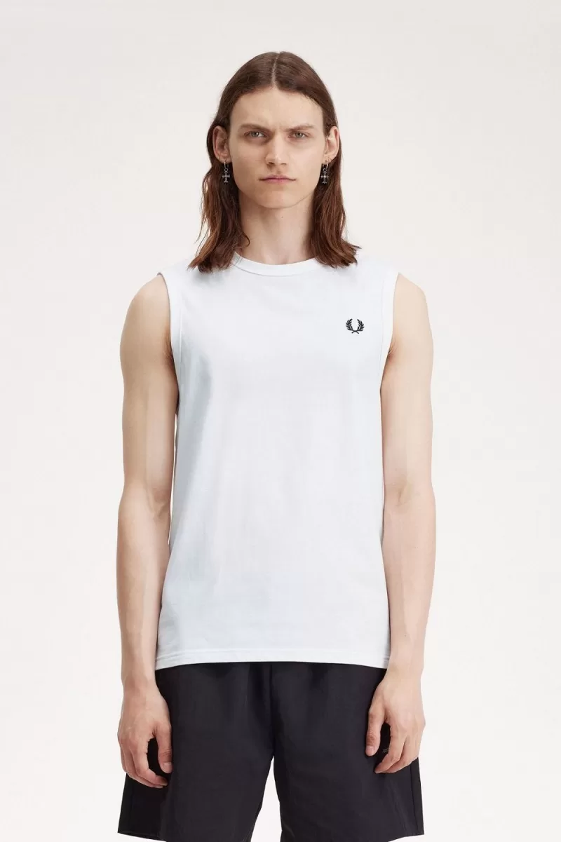 Fred Perry Crew Neck Vest Men’s T-Shirt White LGWRS0529 Fred Perry Crew Neck Vest Men’s T-Shirt White LGWRS0529