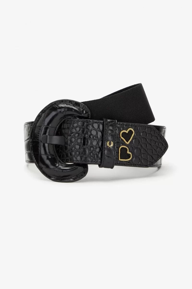 Fred Perry Elasticated Leather Women’s Belts Black STHBZ9078 Fred Perry Elasticated Leather Women’s Belts Black STHBZ9078