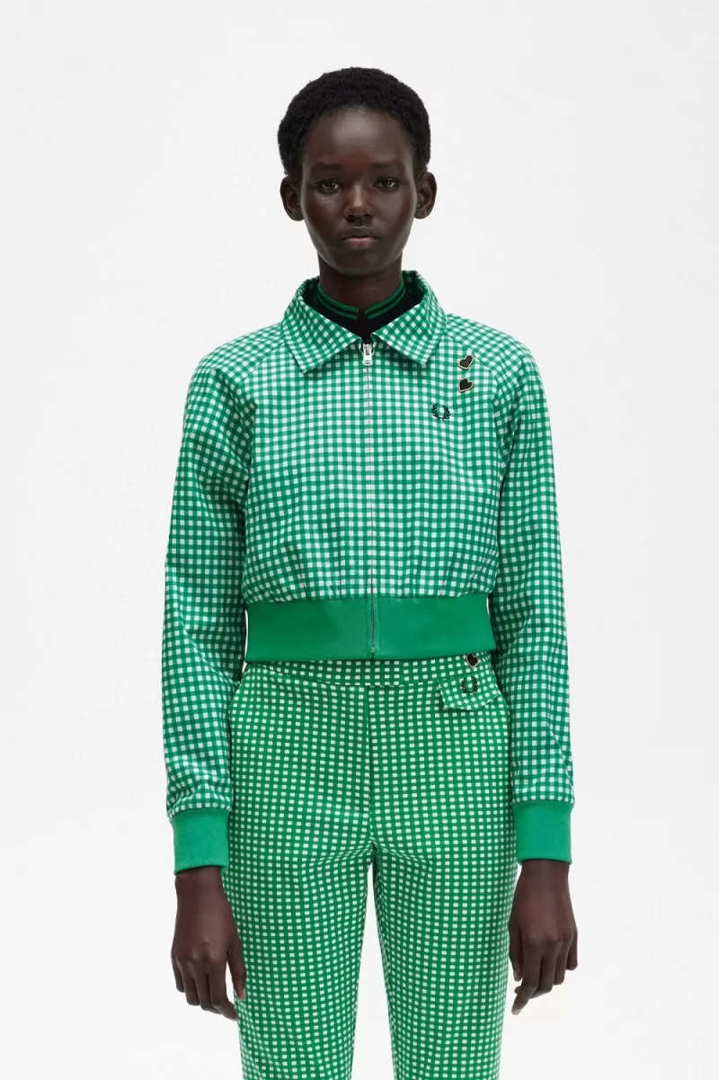 Fred Perry Embroidered Gingham Women’s Jackets Green GABCY6815 Fred Perry Embroidered Gingham Women’s Jackets Green GABCY6815