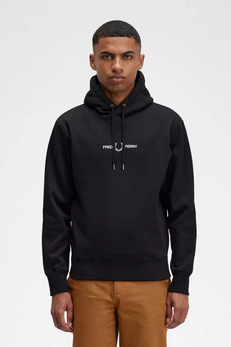 Fred Perry Embroidered Hooded Men’s Sweatshirts Black JLIDX3701 Fred Perry Embroidered Hooded Men’s Sweatshirts Black JLIDX3701
