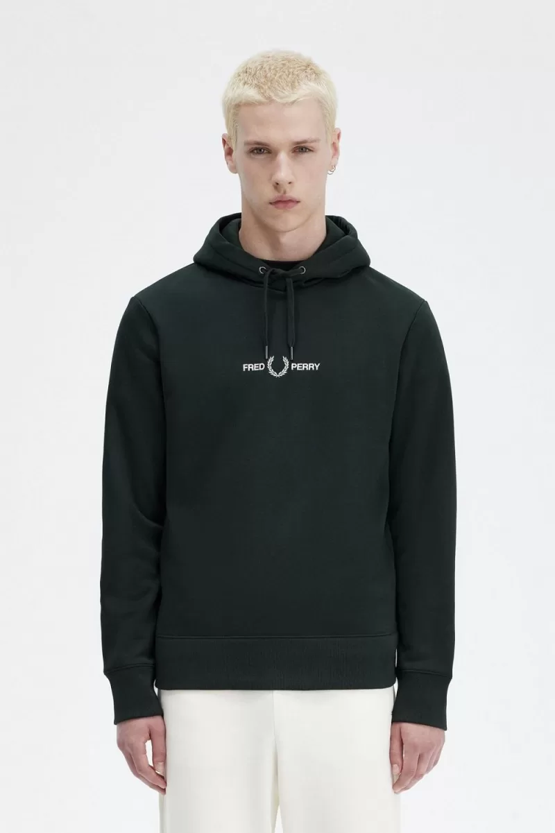 Fred Perry Embroidered Hooded Men’s Sweatshirts Night Green UDEMW2986 Fred Perry Embroidered Hooded Men’s Sweatshirts Night Green UDEMW2986