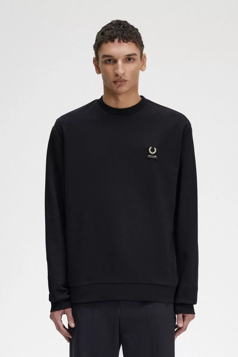 Fred Perry Embroidered Men’s Sweatshirts Black GDUKA8649 Fred Perry Embroidered Men’s Sweatshirts Black GDUKA8649