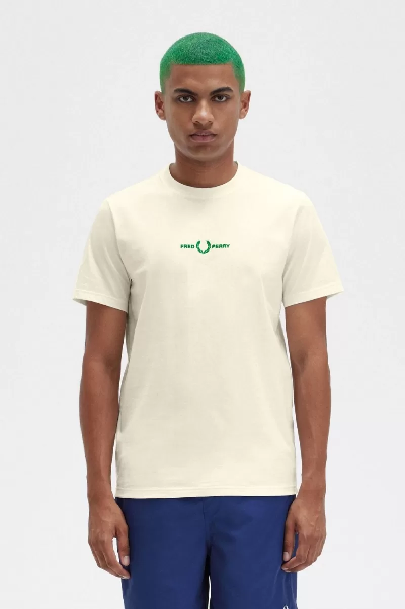 Fred Perry Embroidered Men’s T-Shirt Beige CUEJY1865 Fred Perry Embroidered Men’s T-Shirt Beige CUEJY1865