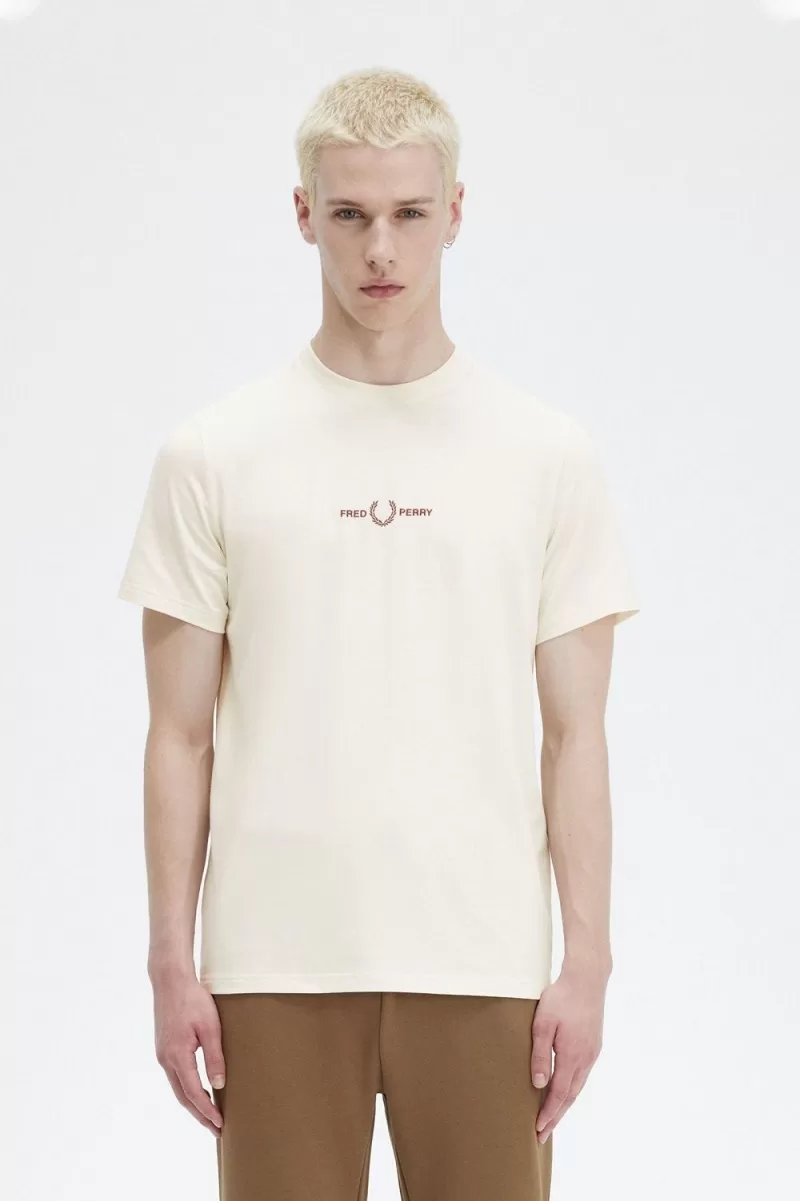 Fred Perry Embroidered Men’s T-Shirt Beige XLVNC3456 Fred Perry Embroidered Men’s T-Shirt Beige XLVNC3456