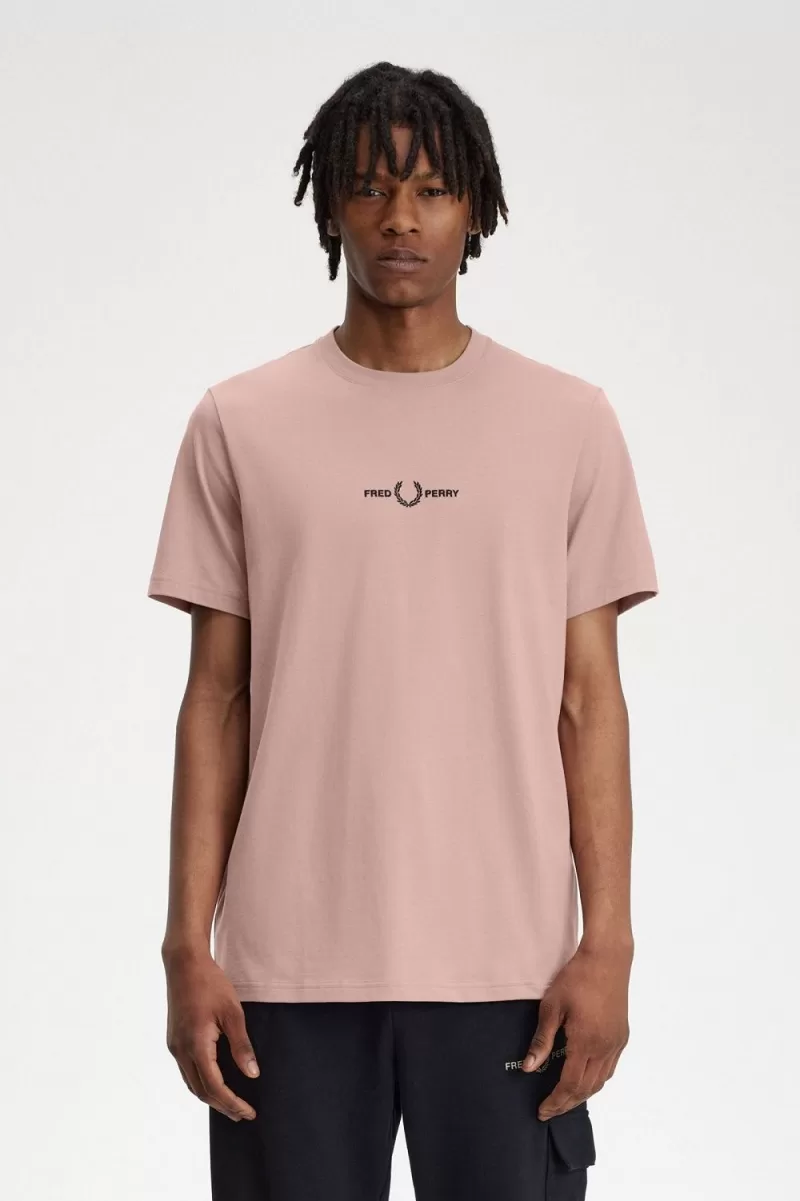 Fred Perry Embroidered Men’s T-Shirt Dark Pink UNFAH6514 Fred Perry Embroidered Men’s T-Shirt Dark Pink UNFAH6514