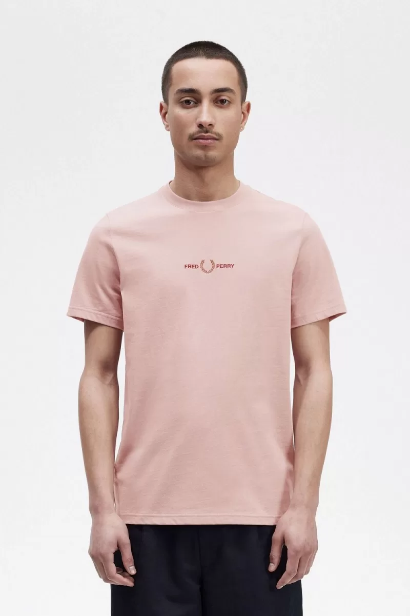 Fred Perry Embroidered Men’s T-Shirt Dusty Rose Pink JVMKX3597 Fred Perry Embroidered Men’s T-Shirt Dusty Rose Pink JVMKX3597