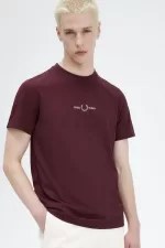 Fred Perry Embroidered Men’s T-Shirt Oxblood YGWQU0587