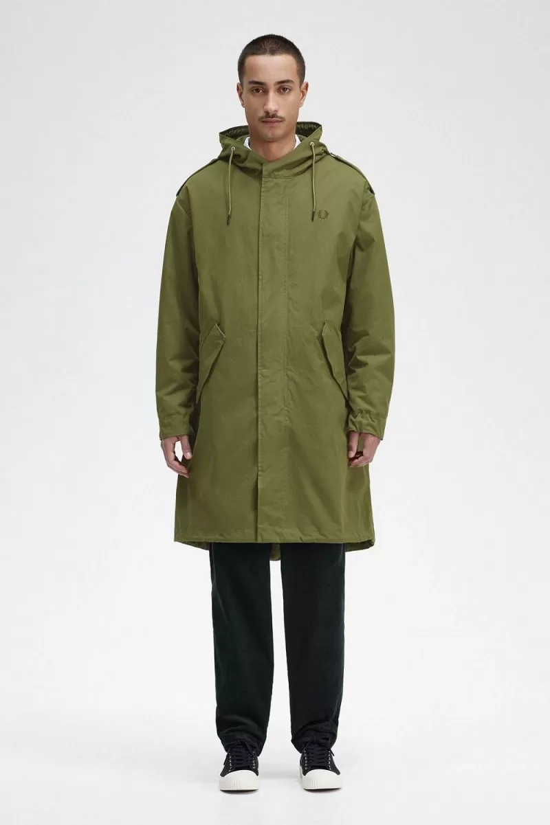 Fred Perry Faux Fur Lined Men’s Parka Parka Green UFOHL1593 Fred Perry Faux Fur Lined Men’s Parka Parka Green UFOHL1593