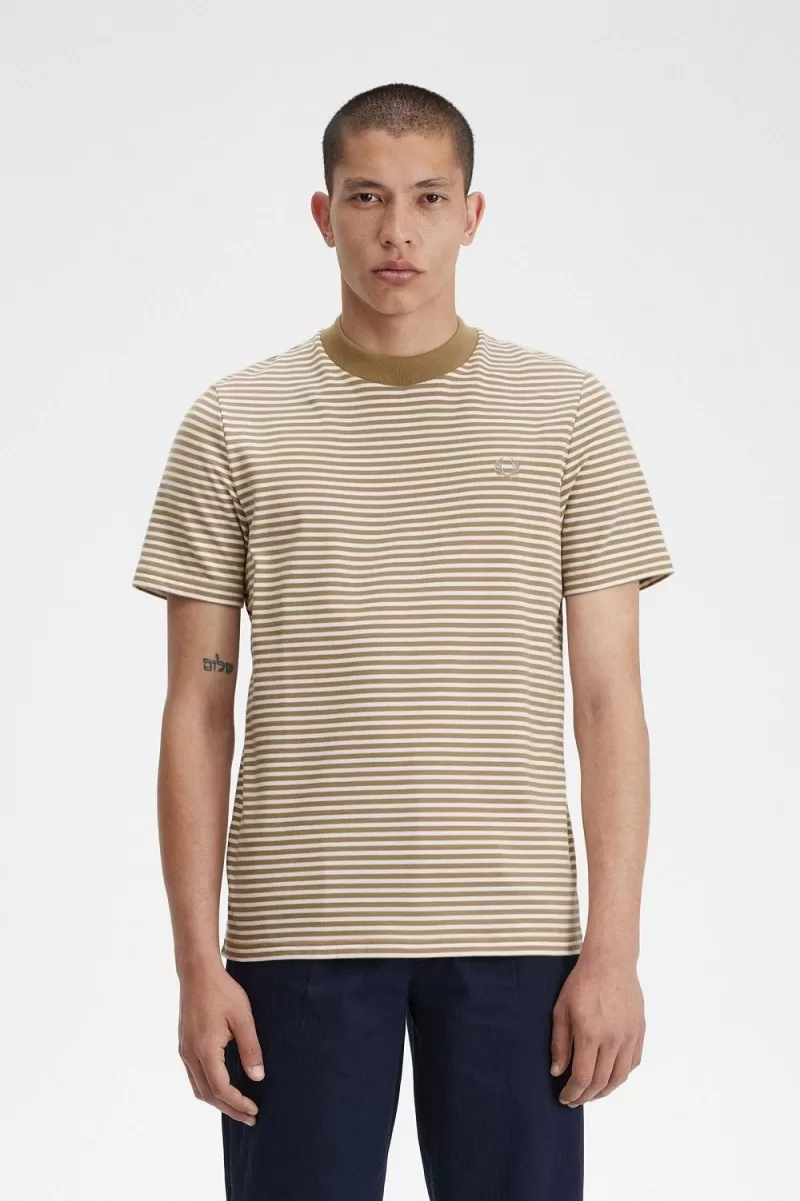 Fred Perry Fine Stripe Heavyweight Men’s T-Shirt Snow White Green VMWKB8067 Fred Perry Fine Stripe Heavyweight Men’s T-Shirt Snow White Green VMWKB8067