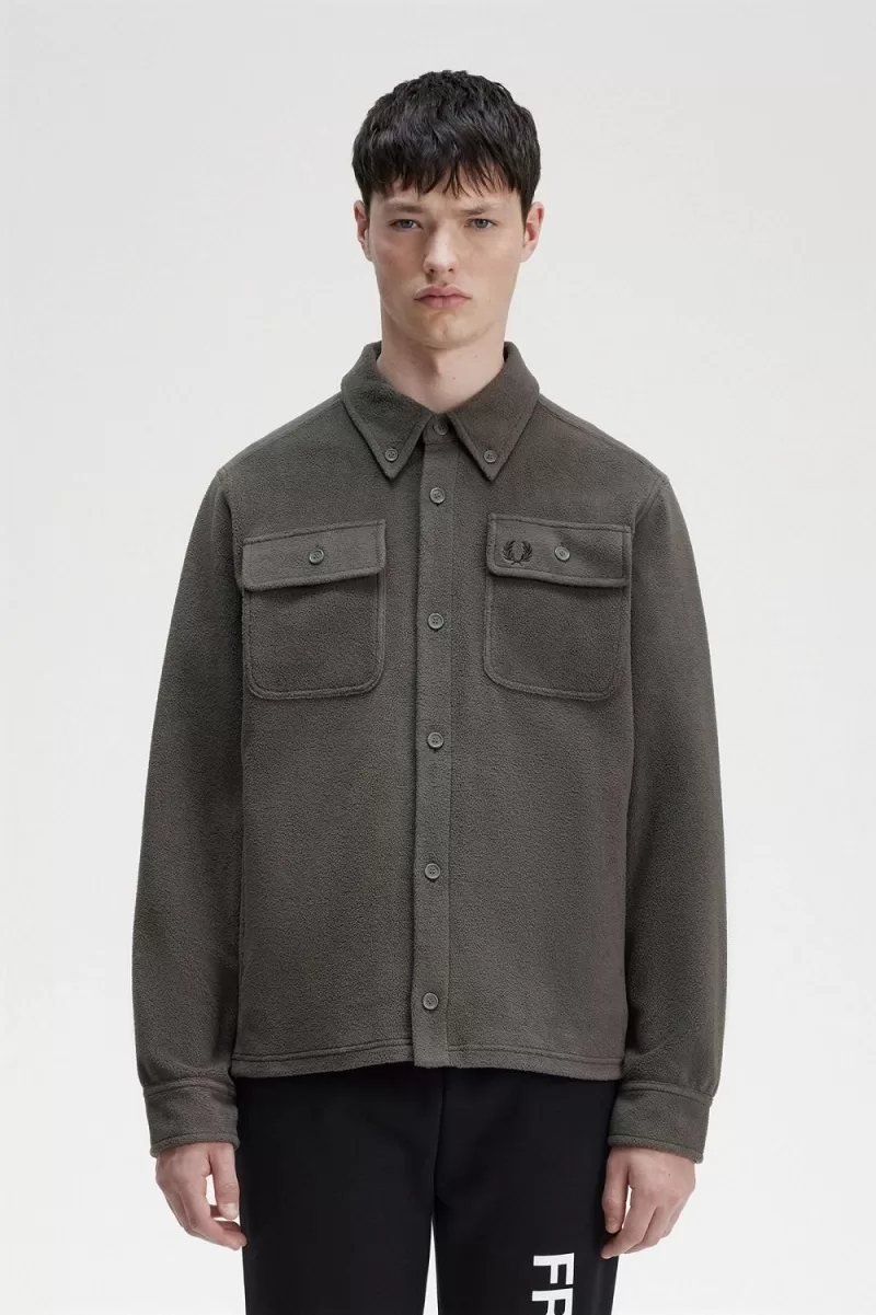 Fred Perry Fleece Men’s Shirt Field Green JRQXA8301 Fred Perry Fleece Men’s Shirt Field Green JRQXA8301