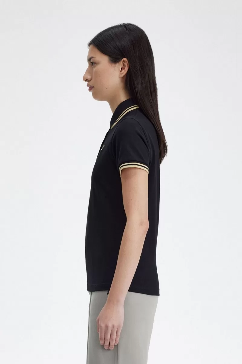 Fred Perry G12 Womens Shirt Black Champa 911 1 ZOOM 1 - Fred Perry G12 Women's Shirt Black Champagne UIZGX2768