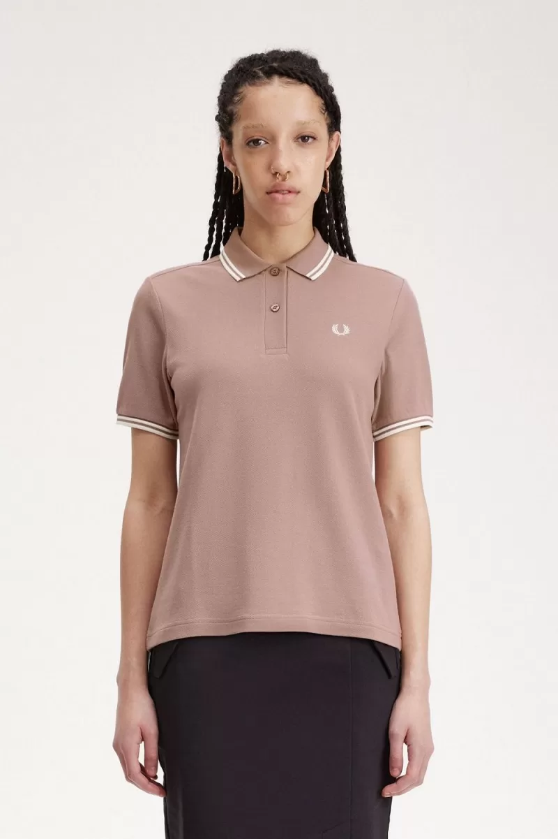 Fred Perry G3600 Women’s Shirt Dark Pink Beige CDYMT9431 Fred Perry G3600 Women’s Shirt Dark Pink Beige CDYMT9431