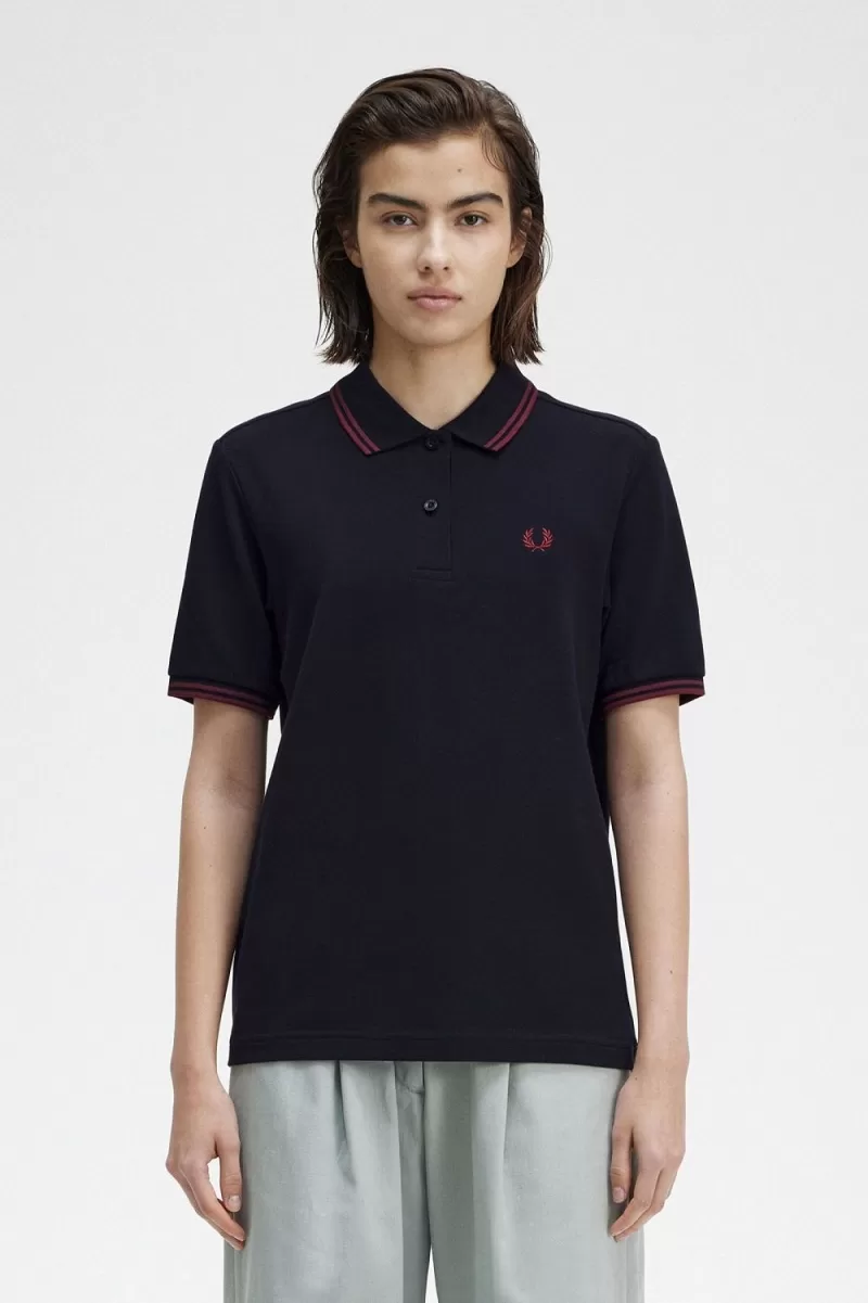 Fred Perry G3600 Women’s Shirt Navy Oxblood Oxblood IQGMO4268 Fred Perry G3600 Women’s Shirt Navy Oxblood Oxblood IQGMO4268