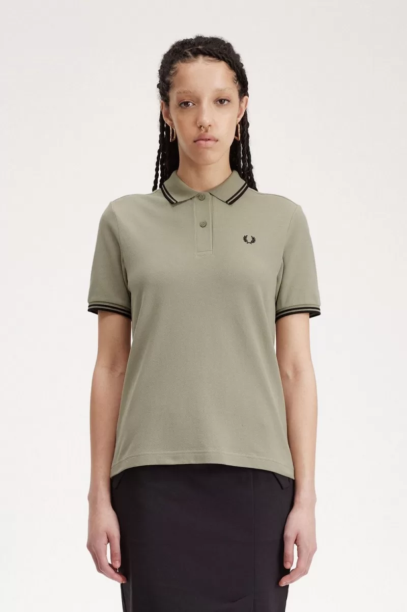 Fred Perry G3600 Women’s Shirt Warm Grey Black SMOXG9384 Fred Perry G3600 Women’s Shirt Warm Grey Black SMOXG9384