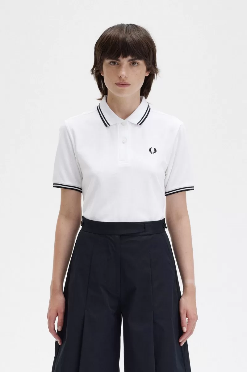 Fred Perry G3600 Women’s Shirt White Black VHKGX2908 Fred Perry G3600 Women’s Shirt White Black VHKGX2908