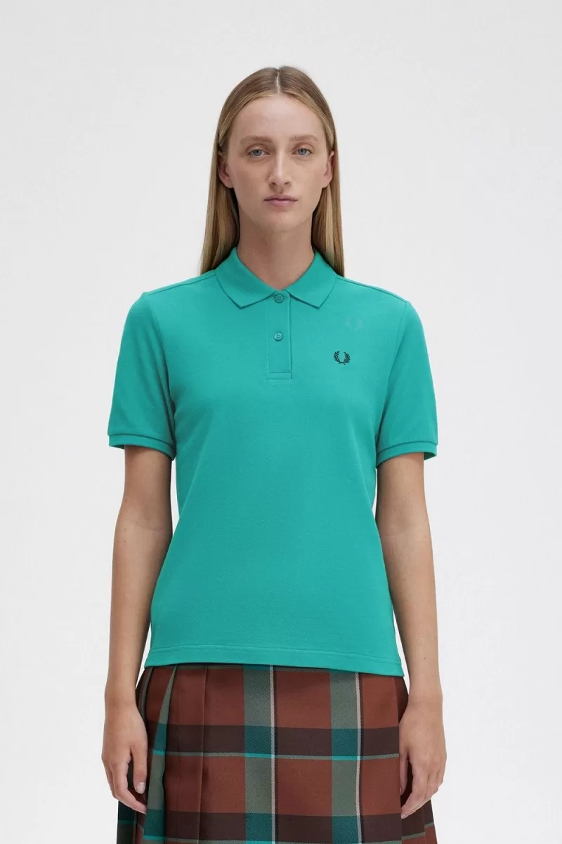 Fred Perry G6000 Womens Shirt Deep Mint  1003 ZOOM 1 - Fred Perry G6000 Women's Shirt Deep Mint Black ZCDAG6987