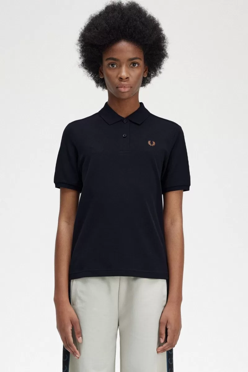 Fred Perry G6000 Women’s Shirt Navy Brown ZQUAC1927 Fred Perry G6000 Women’s Shirt Navy Brown ZQUAC1927