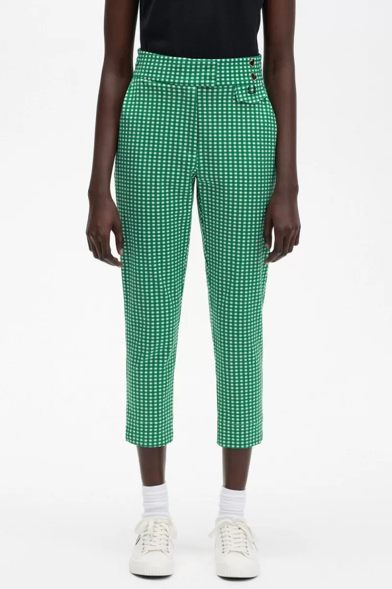 Fred Perry Gingham Women’s Pants Green BQUSC7819 Fred Perry Gingham Women’s Pants Green BQUSC7819