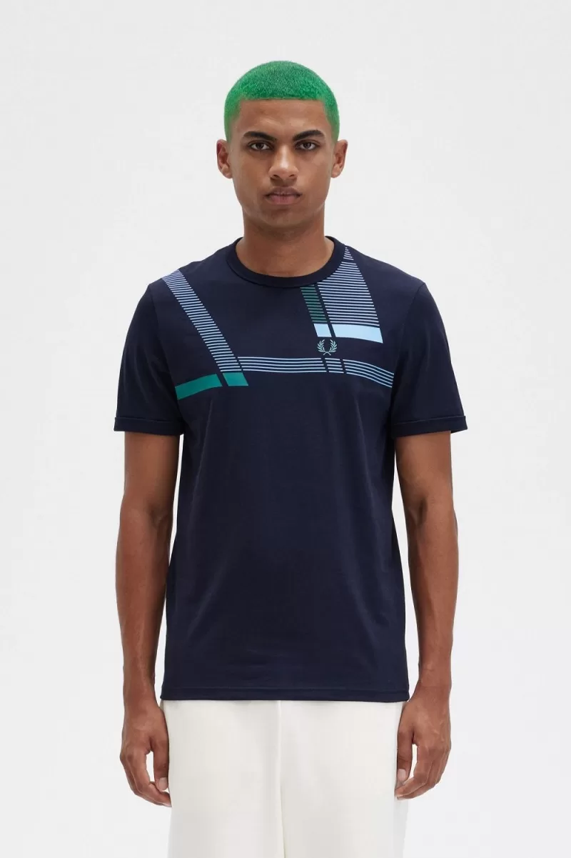 Fred Perry Glitch Print Men’s T-Shirt Navy HRIEG9562 Fred Perry Glitch Print Men’s T-Shirt Navy HRIEG9562