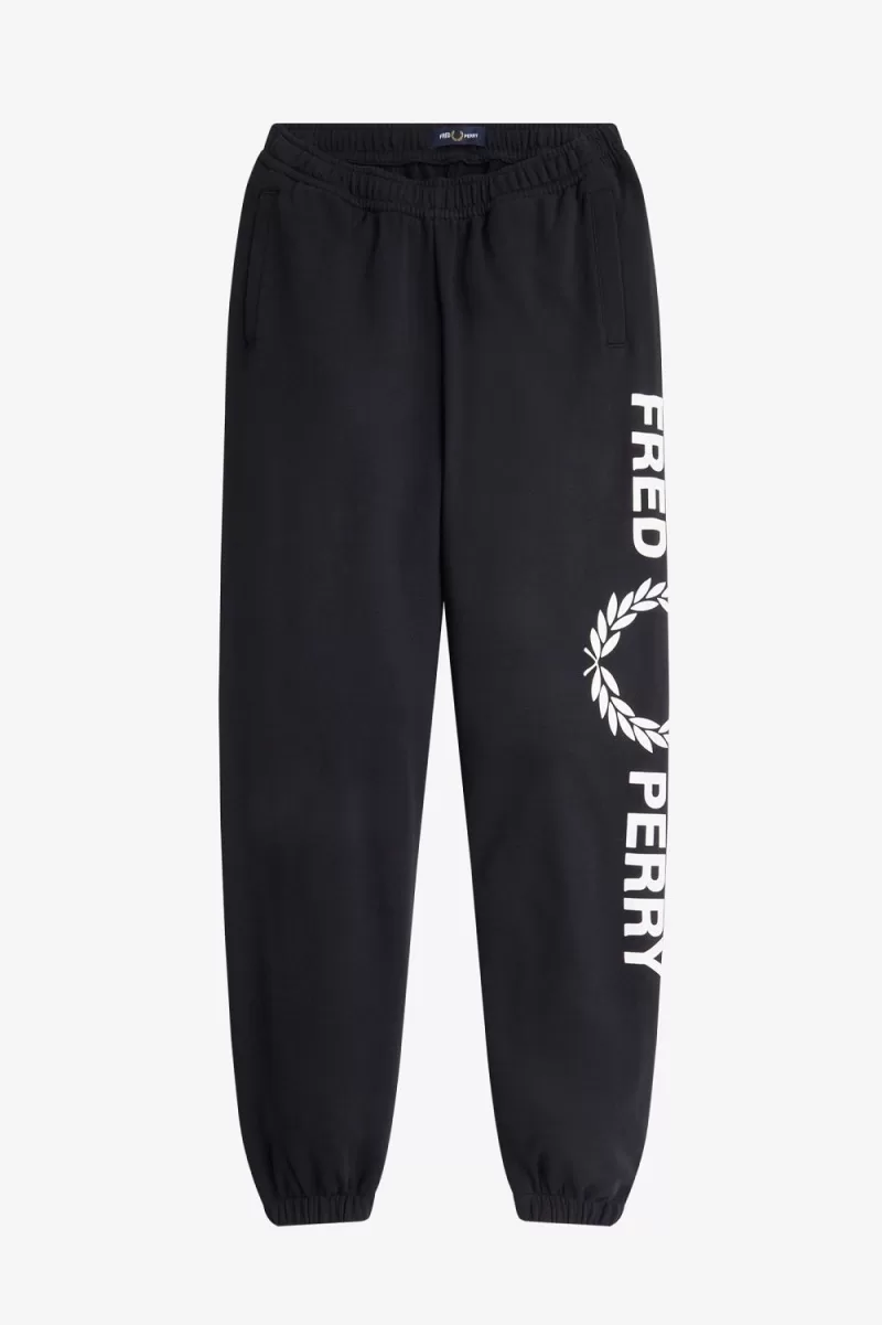 Fred Perry Graphic Branded Sweat Women’s Pants Black VAKHS9512 Fred Perry Graphic Branded Sweat Women’s Pants Black VAKHS9512