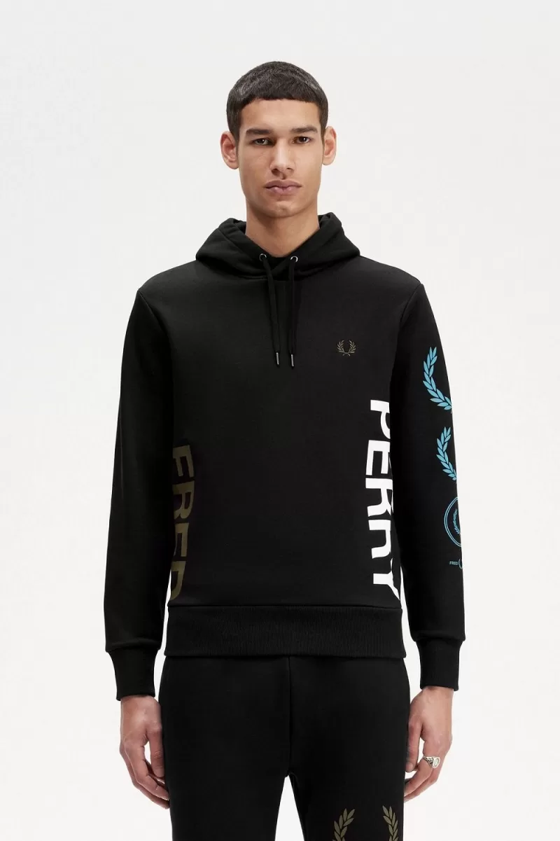 Fred Perry Graphic Branding Hooded Men’s Sweatshirts Black ZYFCO7235 Fred Perry Graphic Branding Hooded Men’s Sweatshirts Black ZYFCO7235