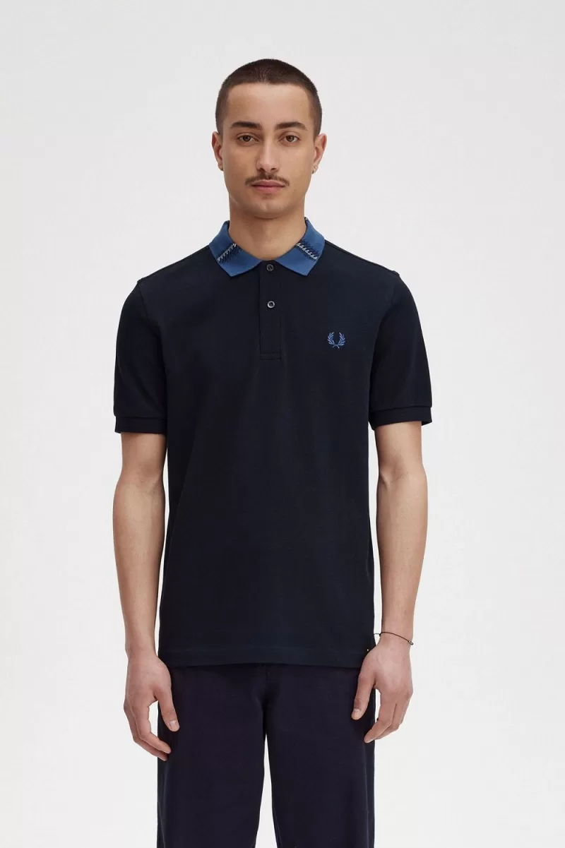 Fred Perry Graphic Collar Men’s Polo Shirt Navy EHMRG2956 Fred Perry Graphic Collar Men’s Polo Shirt Navy EHMRG2956