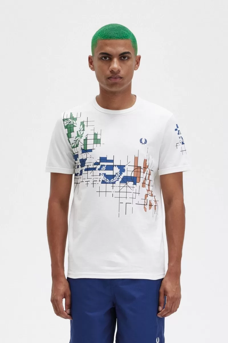 Fred Perry Grid Print Men’s T-Shirt Snow White NCOWG1024 Fred Perry Grid Print Men’s T-Shirt Snow White NCOWG1024