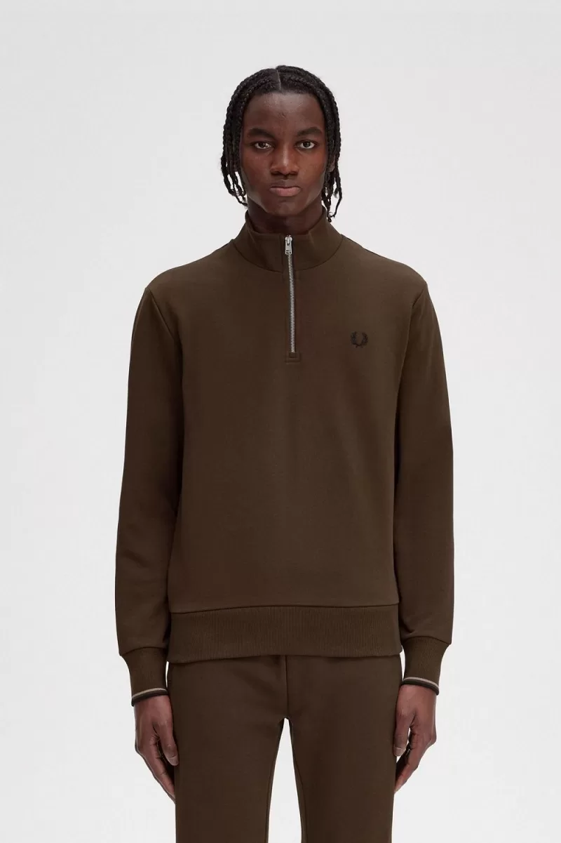 Fred Perry Half Zip Men’s Sweatshirts Burnt Tobacco FZWOX2910 Fred Perry Half Zip Men’s Sweatshirts Burnt Tobacco FZWOX2910